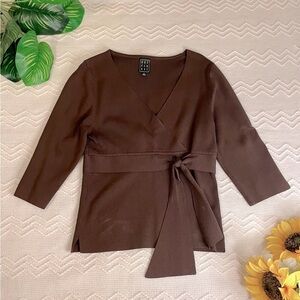 Women’s Wrap Sweater V-Neck Brown
